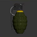 Green Yellow Hand Grenade With Ribbed Surface Metallic Lever Pull Ring And 3D Render 3d model