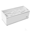 Commercial Glass Top Display Freezer With Packaged Frozen Products For Retail Store