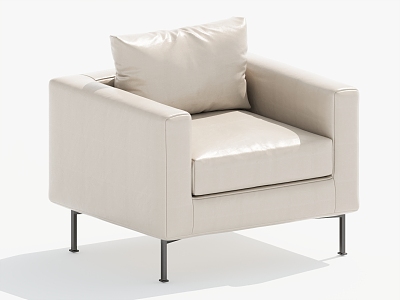 Cream Single Sofa Leather Casual Chair Single Chair model