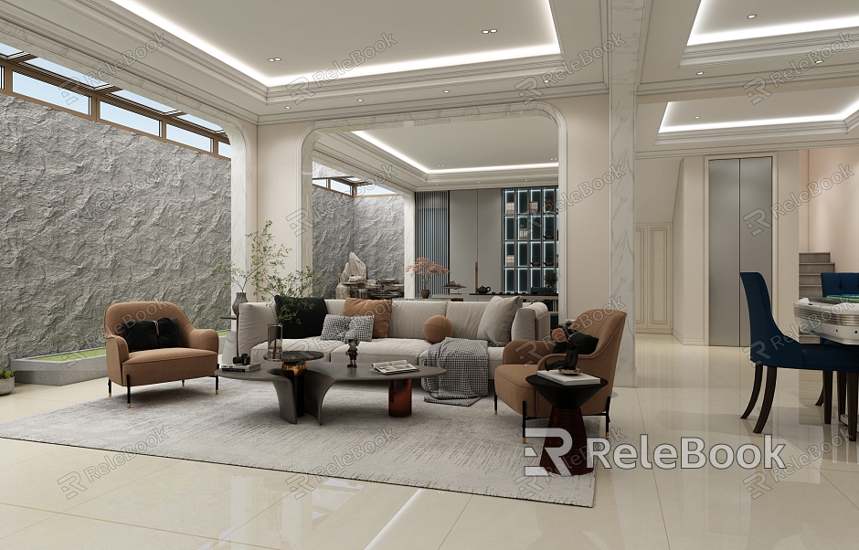 Light Luxury Negative Floor Living Room Tea Room Sunshine Room model