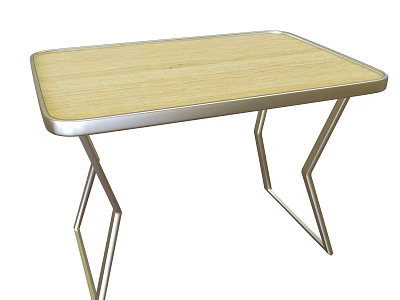 Modern Home Office Desk With Wooden Top And Geometric Metal Frame 3d model