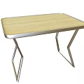 Modern Home Office Desk With Wooden Top And Geometric Metal Frame