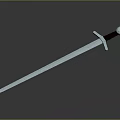 Medieval Sword With Metal Blade Red Hilt Silver Guard And Reflection On Dark Background