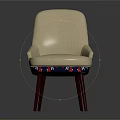 Beige Upholstered Single Sofa With Armrests Decorative Fabric Base And Wooden Legs