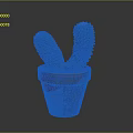 Green Spiky Cactus Plant in Red Terracotta Pot with Two Branches on Dark Background