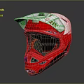 Red And White Motocross Helmet With Ventilation Holes And Safety Features