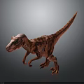 Realistic Brown Striped Dinosaur 3D Character Model with Standing Pose in Dark Background 3d model