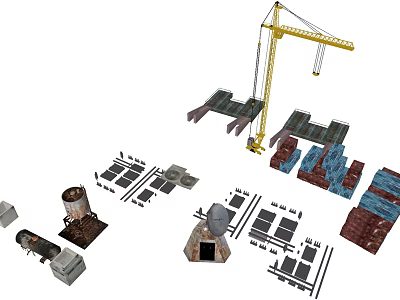 Industrial Equipment Including Construction Crane Mechanical Structure Components And Machinery Parts 3d model