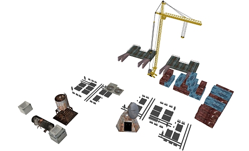 Modern tower crane factory 3d model