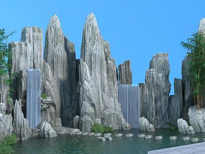 New Chinese landscape sketch 3d model