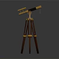 Decorative Commercial Equipment Vintage Telescope With Golden Accents And Wooden Tripod