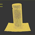 Antique Weathered Stone Pillar With Mossy Top On Green Grass Base