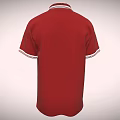 Red Short Sleeve Polo Shirt With White Collar Cuff Trim And Buttons