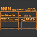 Fresh Bread and Pastries Displayed on Multiple Layer Wooden Shelves