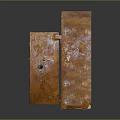 Brown Metal Safe With Open Door And Textured Surface Standing On Reflective Floor