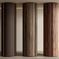 Wooden Decorative Pillars With Varied Wood Grain And Vertical Stitching Details