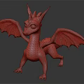 Cartoon 3D Dragon Character With Purple Body Yellow Wings And Horns