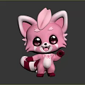 Cute Pink Fluffy Cartoon Game Movie Character With Big Eyes White Ears And Decorative Chest