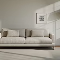 Cozy Minimalist Modern Light Beige Sofa Set With Floor Lamp Wall Art And Natural Light