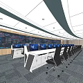 Modern Command Hall Monitor Command Hall 3d model