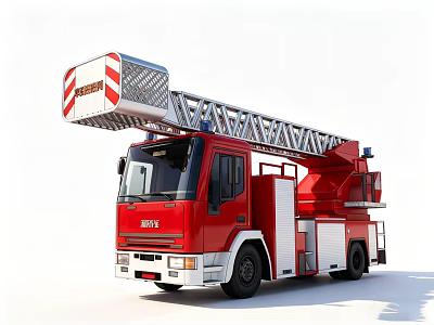 Red Fire Truck With Aerial Ladder For Emergency Rescue Operations 3d model