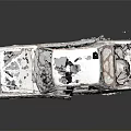 Rusted Old Car With Damaged Body And Open Hood On Dark Background