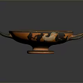 Carved Ancient Ceramic Bowl With Decorative Handles And Intricate Patterns