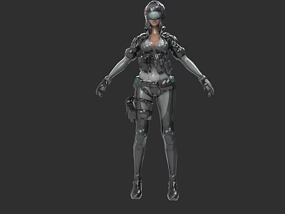 Futuristic Sci Fi Game Movie Character With Mechanical Armor Helmet And Tactical Combat Gear 3d model
