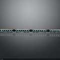 Sleek Modern Train With Silver Carriages Blue Lights And Reflective Surface