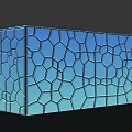 Blue Illuminated Hexagonal Grid Structure With Modern Geometric Design Elements