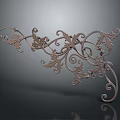 Elegant Intricate Metal Carving With Decorative Vine And Leaf Patterns