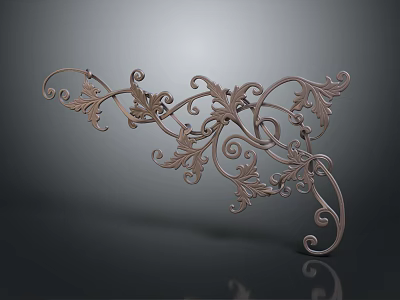 Elegant Intricate Metal Carving With Decorative Vine And Leaf Patterns 3d model