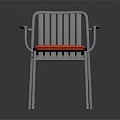 Modern Leisure Chair With Silver Metal Frame Armrests And Red Cushion