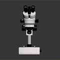 Binocular Laboratory Microscope With White Base Black Lenses And Adjustable Knobs