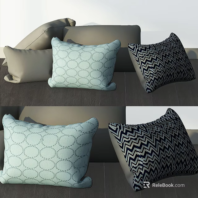 Tech Exhibition Hall Display With Decorative Pillows In Various Patterns And Colors 3d model 