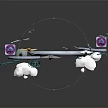 Festive Winter Decorative Arch With Snowflakes Stars And Purple Blue Pillars