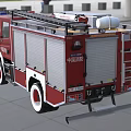 Red Scania Functional Fire Truck With Emergency Lights And Rescue Features
