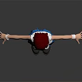 Red Haired 3D Character Model Standing With Arms Outstretched White Top And Blue Plaid Skirt