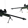 Military Sniper Rifles With Scopes Tripods And Accessories On White Background
