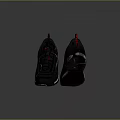 Black Sneakers With Red Logo And White Sole In Streamlined Design For Daily Wear