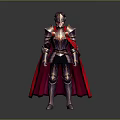 Man in Shiny Medieval Metal Armor With Red Cape And Ornate Helmet