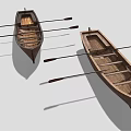 Wooden Boats With Traditional Wooden Structure And Oars Featuring Wooden Seats And Planks