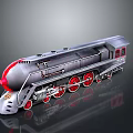 Detailed Vintage Steam Train Model with Silver Body Red Wheels and Red Headlight
