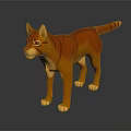 Orange Cat 3D Model With Green Eyes And Striped Tail Standing On Black Background
