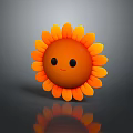 Cartoon Sunflower Game Movie Character With Smiling Face Orange Petals And Brown Center