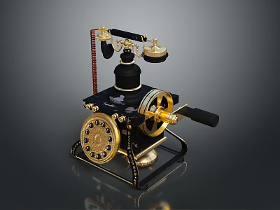 Vintage Mechanical Computer Featuring Gold Black Gears Knobs And Retro Mechanical Structure 3d model