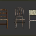 Vintage Furniture Chairs In Different Styles With Distressed Wood And Unique Back Designs