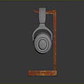 Gray Over Ear Headphones On Red Rusted Metal Stand With Stable Base