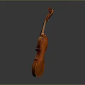 Red Wooden Violin with Classic Curved Body in Gray Background 3D Rendered Model