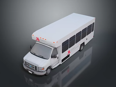 White Commercial Bus With Side Windows Roof Orange Warning Lights And Side Red Logo 3d model